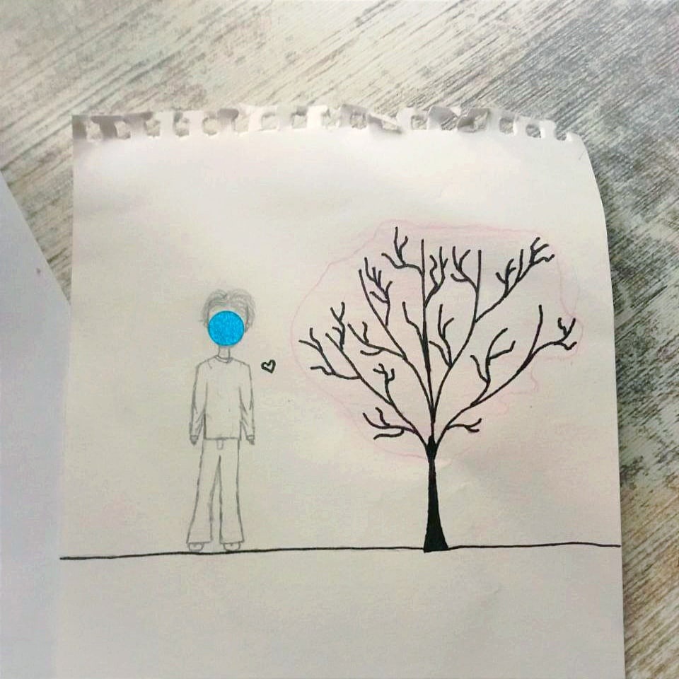 Яна у дерева рисунок